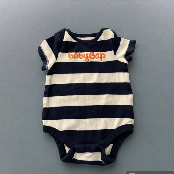 3/$22 Baby Gap & Baby V Diaper Shirt Set of 2 Jump Frog Striped Short Sleeve - Picture 2 of 7